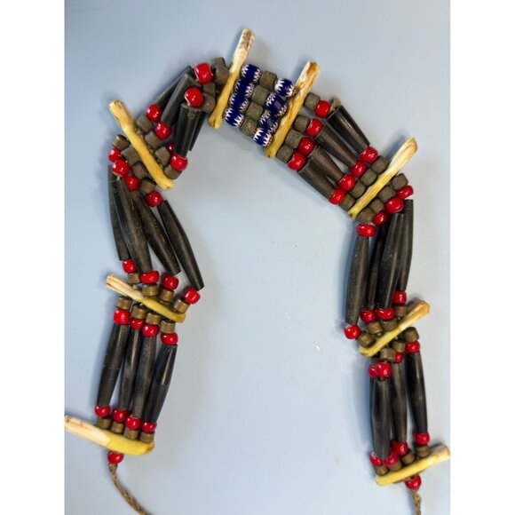 African Tribal Buffalo Bone & Murano Beads Necklace 22" Multi-Strand Handmade Et - Picture 6 of 7